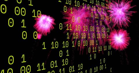 Binary Code with Vibrant Fireworks Background - Download Free Stock Images Pikwizard.com