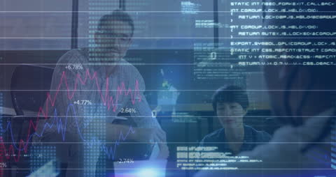 Diverse Business People Analyzing Digital Financial Data