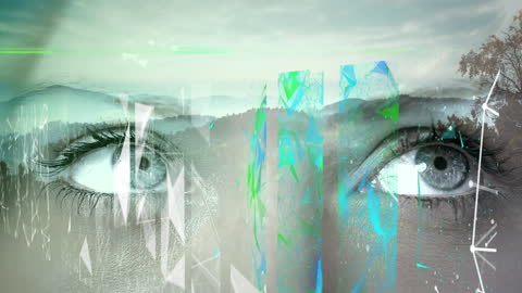 Digital Futurism Concept with Female Eye and Data Matrix