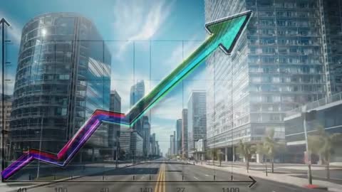 Rising Trend Line on Urban Skyline Indicating Progress