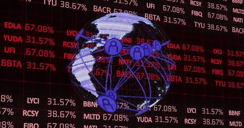 Global communication in stock market with holographic displays