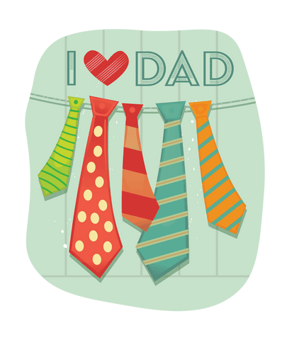 I love dad ties art with transparent background design