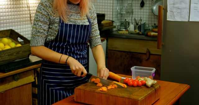 Woman Preparing Fresh Vegetables in Home Kitchen - Download Free Stock Images Pikwizard.com