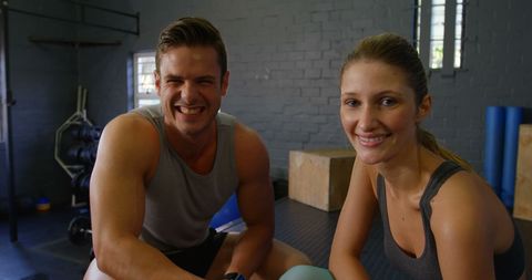 Fitness Enthusiasts Smiling Together After Workout in Gym - Download Free Stock Images Pikwizard.com
