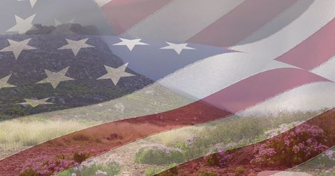 Merged View of American Flag and Scenic Mountain Landscape - Download Free Stock Images Pikwizard.com