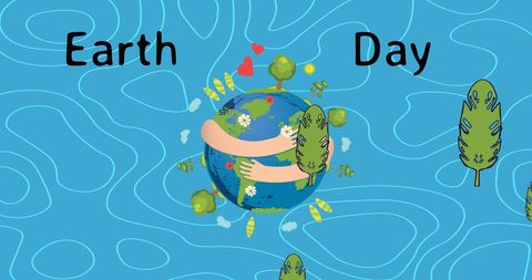 Earth Day Celebration with Illustrative Globe Embrace