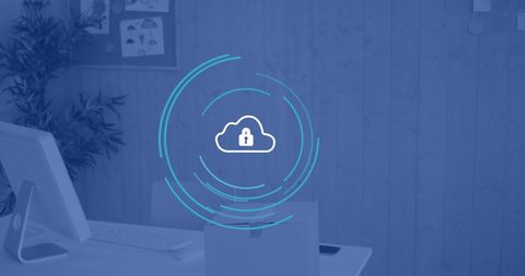 cloud computing concept with a padlock symbol portrays the importance of cybersecurity in data management. ideal for promoting it solutions, showcasing digital transformation in business, or emphasizing safety in financial data management.