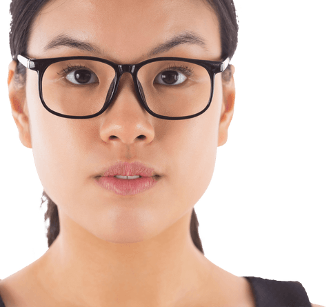 Portrait of Asian Businesswoman with Glasses on Transparent Background