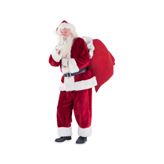 Santa Claus Shushing with Gift Sack Transparent Background PNG - Download Free Stock Videos Pikwizard.com