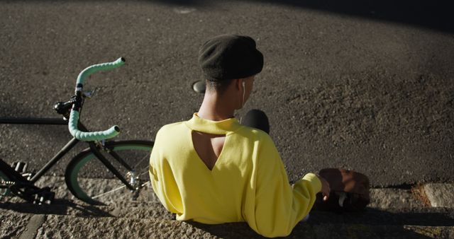 Urban Lifestyle of Young Man Resting with Bicycle - Download Free Stock Images Pikwizard.com