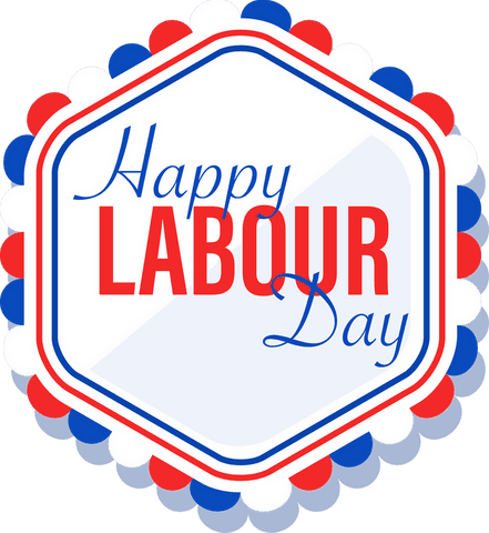Transparent labour day badge with patriotic scalloped borders