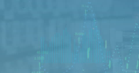 Digital Data Processing Overlays in Blue Toned Background