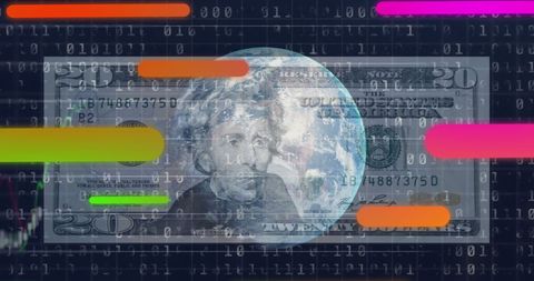 Global finance and technology convergence concept