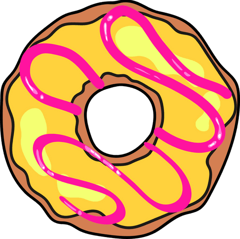 cartoon donut with yellow icing and pink drizzle on transparent - Download Free Stock Videos Pikwizard.com