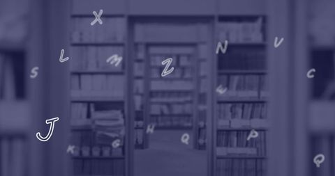 Floating English Alphabets in School Library