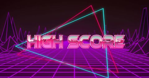 Retro High Score Neon Grid Gaming Concept - Download Free Stock Images Pikwizard.com
