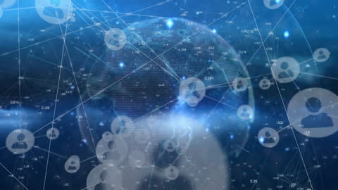 Global Network Connections with Digital Profile Icons