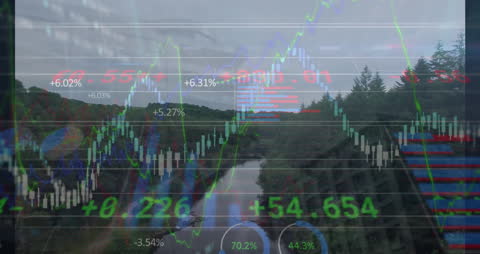 Financial Data Visualization Over Natural Landscape