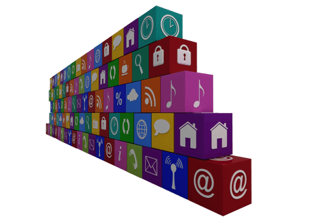 digital communication symbols on transparent cube illustration - Download Free Stock Videos Pikwizard.com