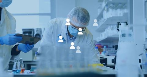 Scientists in Laboratory with Digital Interface Elements - Download Free Stock Images Pikwizard.com
