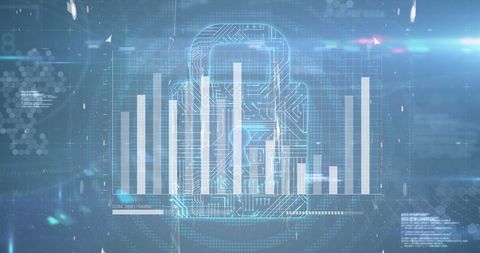 Cybersecurity Lock with Data Processing Visual Elements - Download Free Stock Images Pikwizard.com