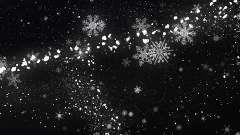 Snowfall and Glittering Light on Black Background