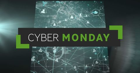 Cyber Monday Digital Shopping Theme with Data Networks