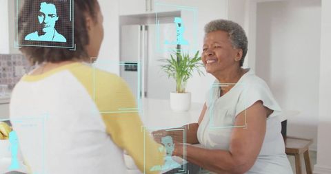 Tech Savvy Elder Ost in Futuristic Family with Biometric Data