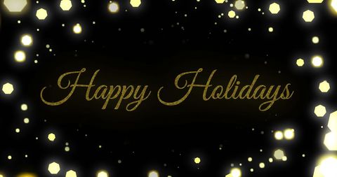 Festive Holiday Greeting with Golden Text and Bright Lights