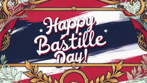 Elegant Bastille Day Greeting with Gold and Tricolor Theme