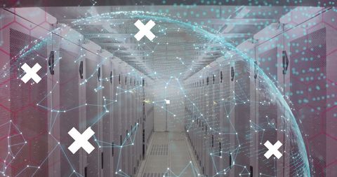 Digital Data Processing in Modern Server Room with Network Overlay - Download Free Stock Images Pikwizard.com
