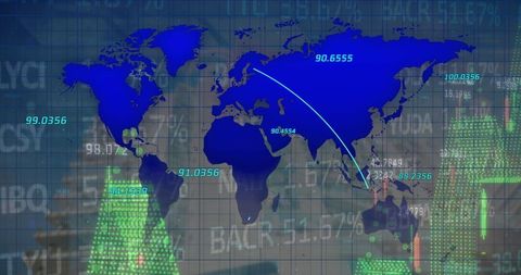 Digital World Map with Financial and Numeric Indicators - Download Free Stock Images Pikwizard.com