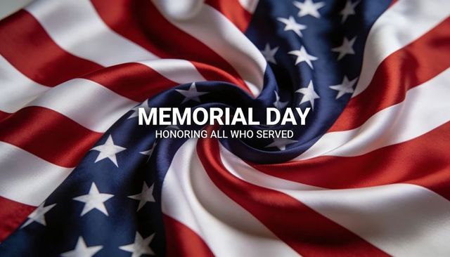 Memorial day american flag twirling honoring veterans patriotic stars stripes closeup