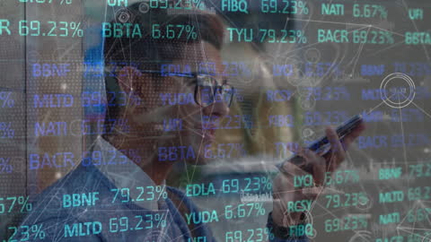 Dynamic Concept of Businessman Analyzing Global Stock Data