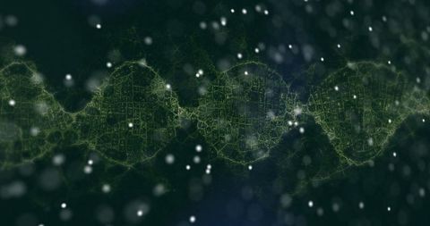 Abstract Green Digital Helix on Futuristic Dark Background