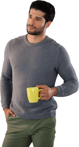 Thoughtful Man Holding Yellow Coffee Mug Isolated on Transparent Background - Download Free Stock Videos Pikwizard.com