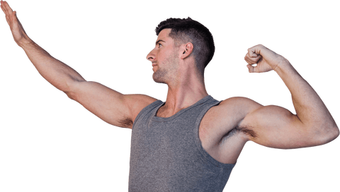 Caucasian Sportsman Celebrating Victory on Transparent Background