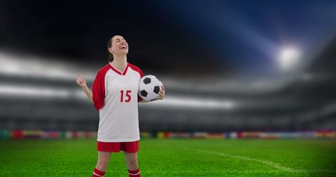 Female Soccer Player Celebrating Victory on Field - Download Free Stock Images Pikwizard.com