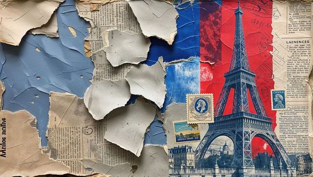 Vintage eiffel tower collage with newspaper clippings