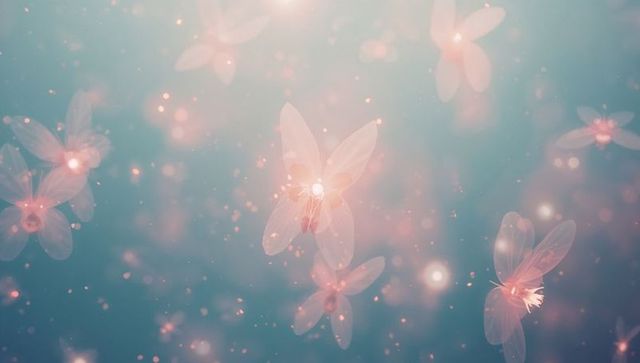 Ethereal glowing flowers in dreamy teal enchantment