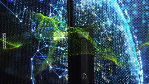 Futuristic Digital Network with Holographic Globe and Lines