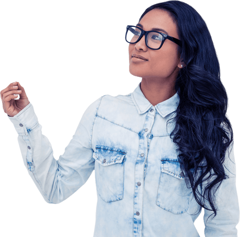 Confident Asian Woman Looking Up Isolated on Transparent Background - Download Free Stock Videos Pikwizard.com