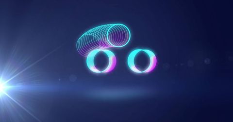 Dynamic Neon Circles on Mysterious Blue Backdrop