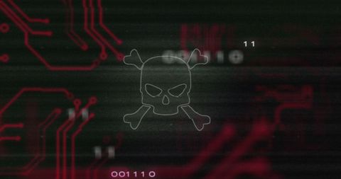 Cybersecurity Threat Concept with Digital Skull and Circuit - Download Free Stock Images Pikwizard.com