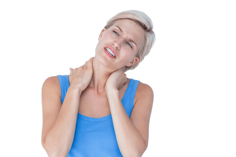 transparent image of woman experiencing neck discomfort - Download Free Stock Videos Pikwizard.com