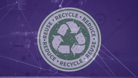 Recycling Icon Over Data Interface Highlighting Sustainability