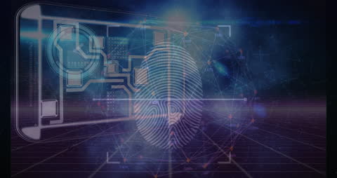 Futuristic Digital Interface with Biometric and Circuitry