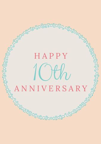 elegant 10th anniversary greeting with decorative border - Download Free Stock Templates Pikwizard.com
