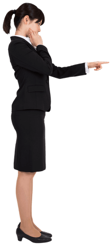 Transparent Asian Businesswoman Pointing with Finger