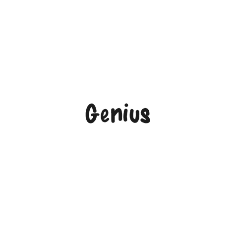 Creative text design: black 'genius' script on transparent background